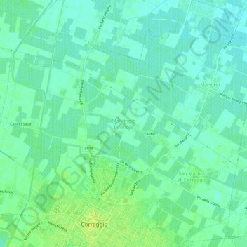 Topografische Karte Mandriolo Inferiore, Höhe, Relief