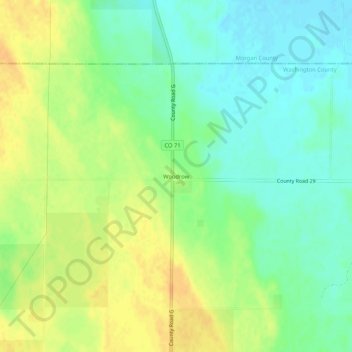 Topografische Karte Woodrow, Höhe, Relief