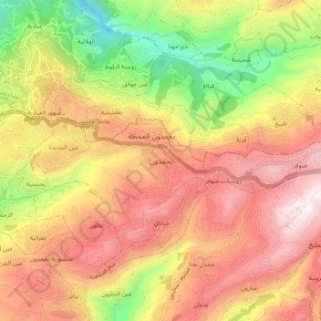 Topografische Karte Bhamdoun, Höhe, Relief