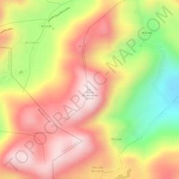 Topografische Karte Morro São Bernardo, Höhe, Relief