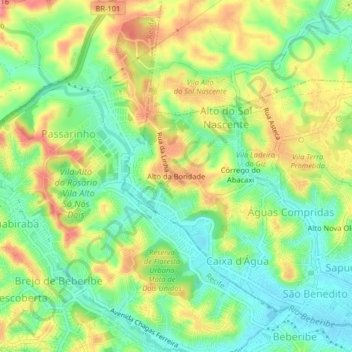 Topografische Karte Alto da Bondade, Höhe, Relief