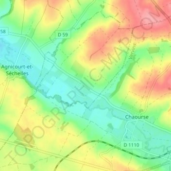 Topografische Karte Séchelles, Höhe, Relief