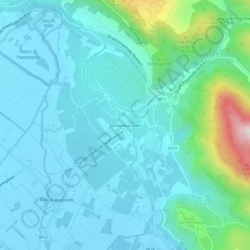 Topografische Karte Sermoneta Scalo, Höhe, Relief