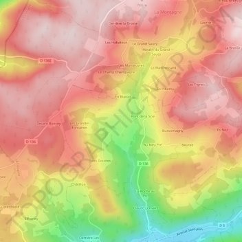 Topografische Karte La Croslière, Höhe, Relief