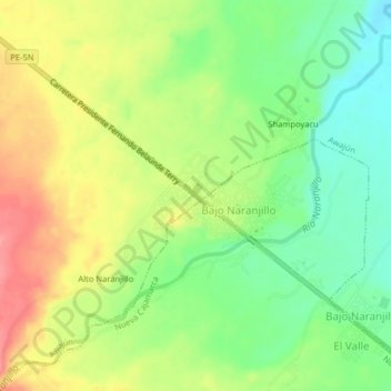 Topografische Karte Naranjillo, Höhe, Relief