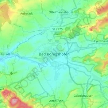 Topografische Karte Bad Königshofen, Höhe, Relief