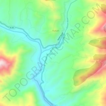 Topografische Karte Darora, Höhe, Relief