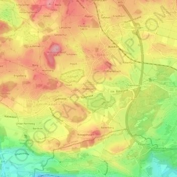 Topografische Karte Widenswil, Höhe, Relief