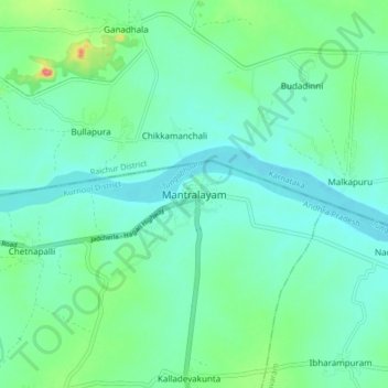 Topografische Karte Mantralayam, Höhe, Relief