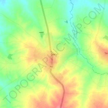 Topografische Karte Garu, Höhe, Relief