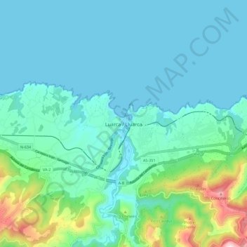 Topografische Karte Luarca / Ḷḷuarca, Höhe, Relief