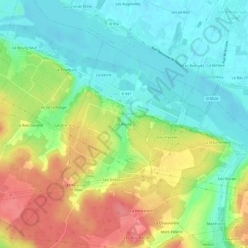 Topografische Karte Le Bourg, Höhe, Relief