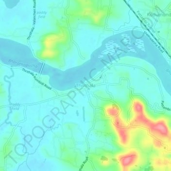 Topografische Karte Thrithala, Höhe, Relief