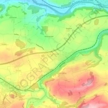 Topografische Karte Wünnewil, Höhe, Relief
