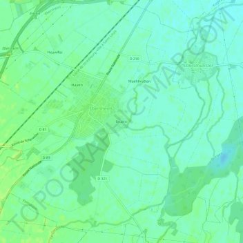 Topografische Karte Bruehli, Höhe, Relief