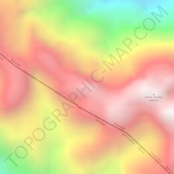 Topografische Karte Cordillera Occidental, Höhe, Relief