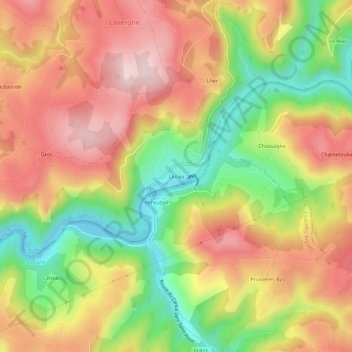 Topografische Karte Lanau, Höhe, Relief