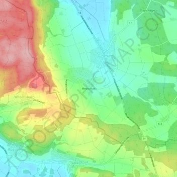 Topografische Karte Mettschlatt, Höhe, Relief