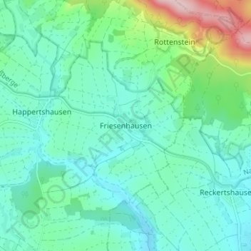 Topografische Karte Friesenhausen, Höhe, Relief