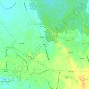 Topografische Karte Rines, Höhe, Relief