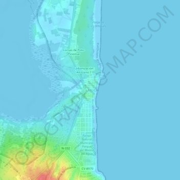 Topografische Karte La Mata, Höhe, Relief