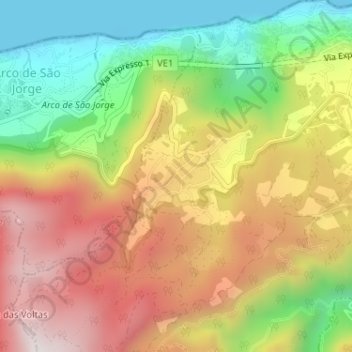 Topografische Karte Ribeira Funda, Höhe, Relief