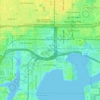 Topografische Karte Albion, Höhe, Relief