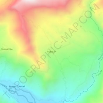 Topografische Karte Hualatan, Höhe, Relief