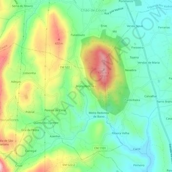 Topografische Karte Moita Redonda, Höhe, Relief