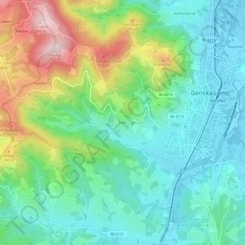 Topografische Karte Zallo, Höhe, Relief