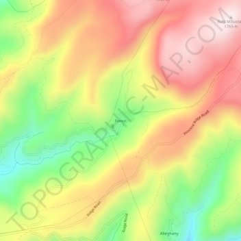 Topografische Karte Forest, Höhe, Relief