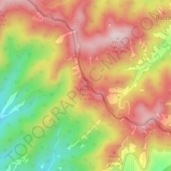 Topografische Karte Monte Fiorino, Höhe, Relief