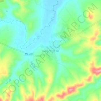 Topografische Karte João Pinheiro, Höhe, Relief