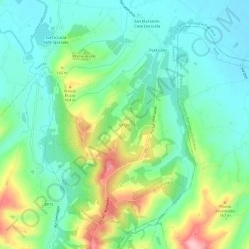 Topografische Karte Oriolo, Höhe, Relief