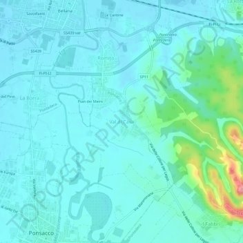 Topografische Karte Val di Cava, Höhe, Relief