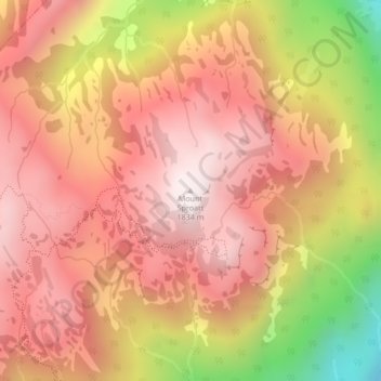 Topografische Karte Mount Sproatt, Höhe, Relief