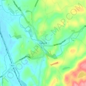 Topografische Karte Gilford, Höhe, Relief