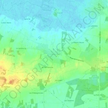 Topografische Karte Châteauneuf, Höhe, Relief