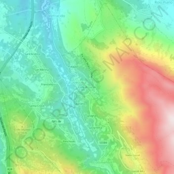 Topografische Karte Colle di Lucoli, Höhe, Relief