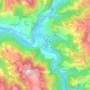 Topografische Karte La Malette, Höhe, Relief