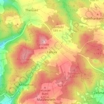 Topografische Karte Letzau, Höhe, Relief