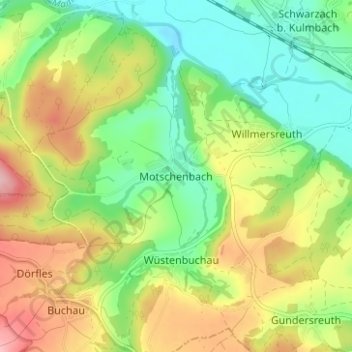 Topografische Karte Motschenbach, Höhe, Relief