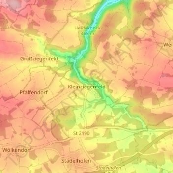 Topografische Karte Kleinziegenfeld, Höhe, Relief