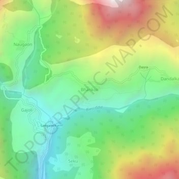 Topografische Karte Bhankoli, Höhe, Relief