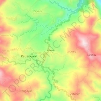 Topografische Karte Lomon, Höhe, Relief