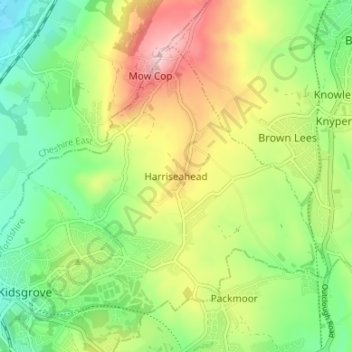 Topografische Karte Harriseahead, Höhe, Relief