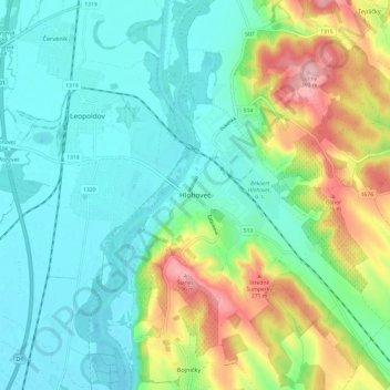 Topografische Karte Freistadt, Höhe, Relief