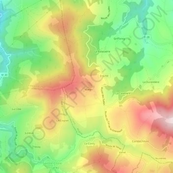 Topografische Karte Marlin, Höhe, Relief