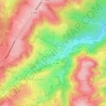 Topografische Karte Mariagne, Höhe, Relief