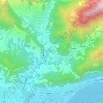 Topografische Karte Riva, Höhe, Relief